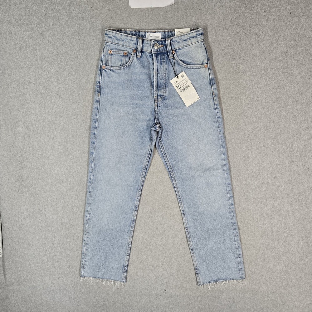 ZARA Women Jeans 2 Light Blue Denim Ankle Hi-Rise NWT